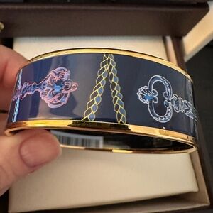 NWT Hermes Navy and Gold Enamel Bracelet